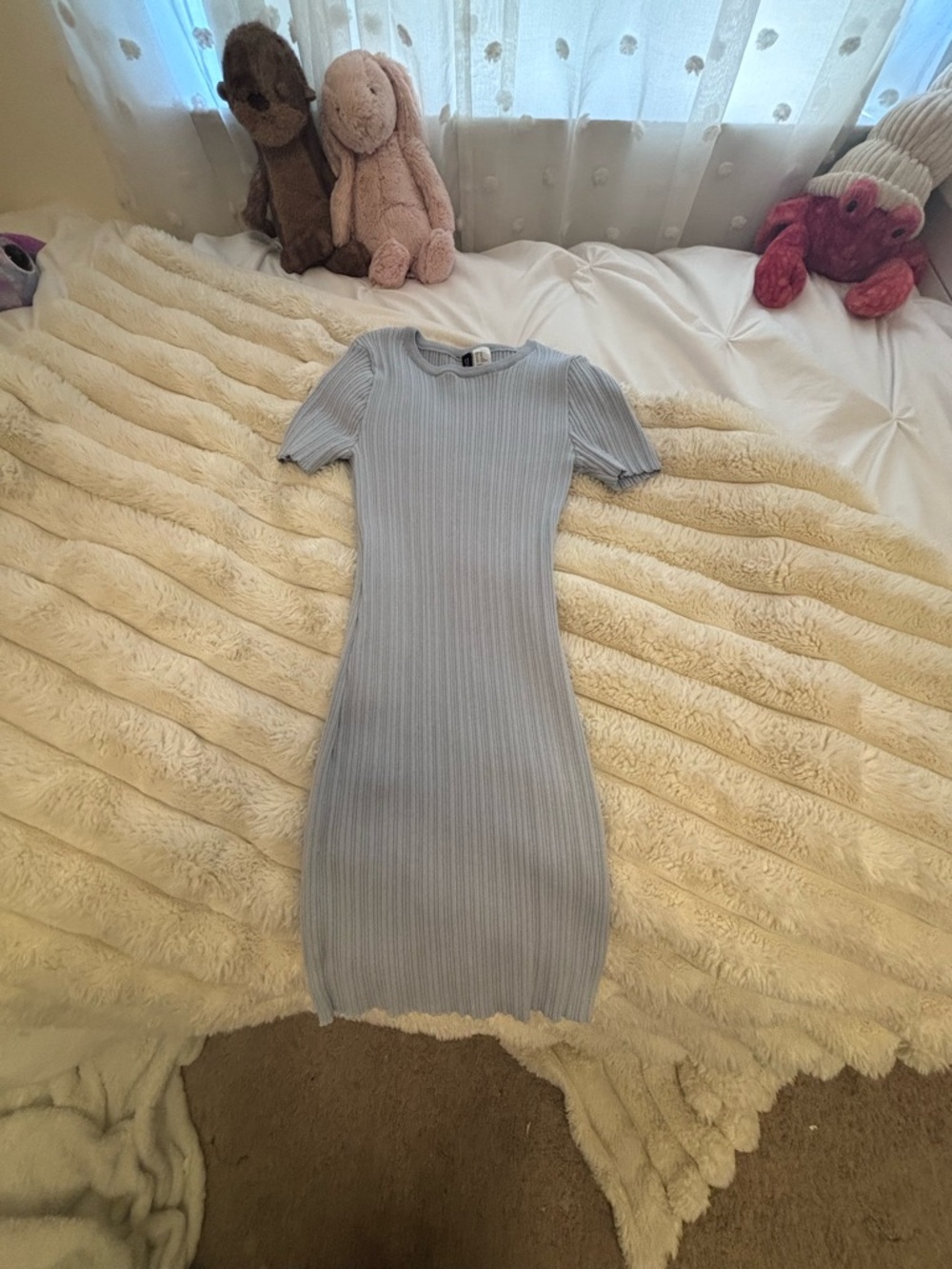 Forever 21 Light Blue Ribbed Midi Bodycon Dress